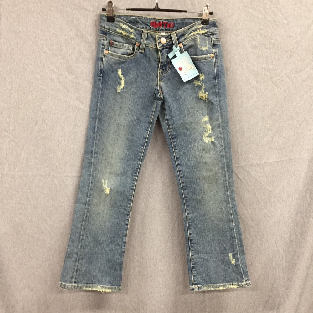Hard Tail Forever Holly Super Low Rise Straight Leg Jeans Blue Size 24 10/12 NEW